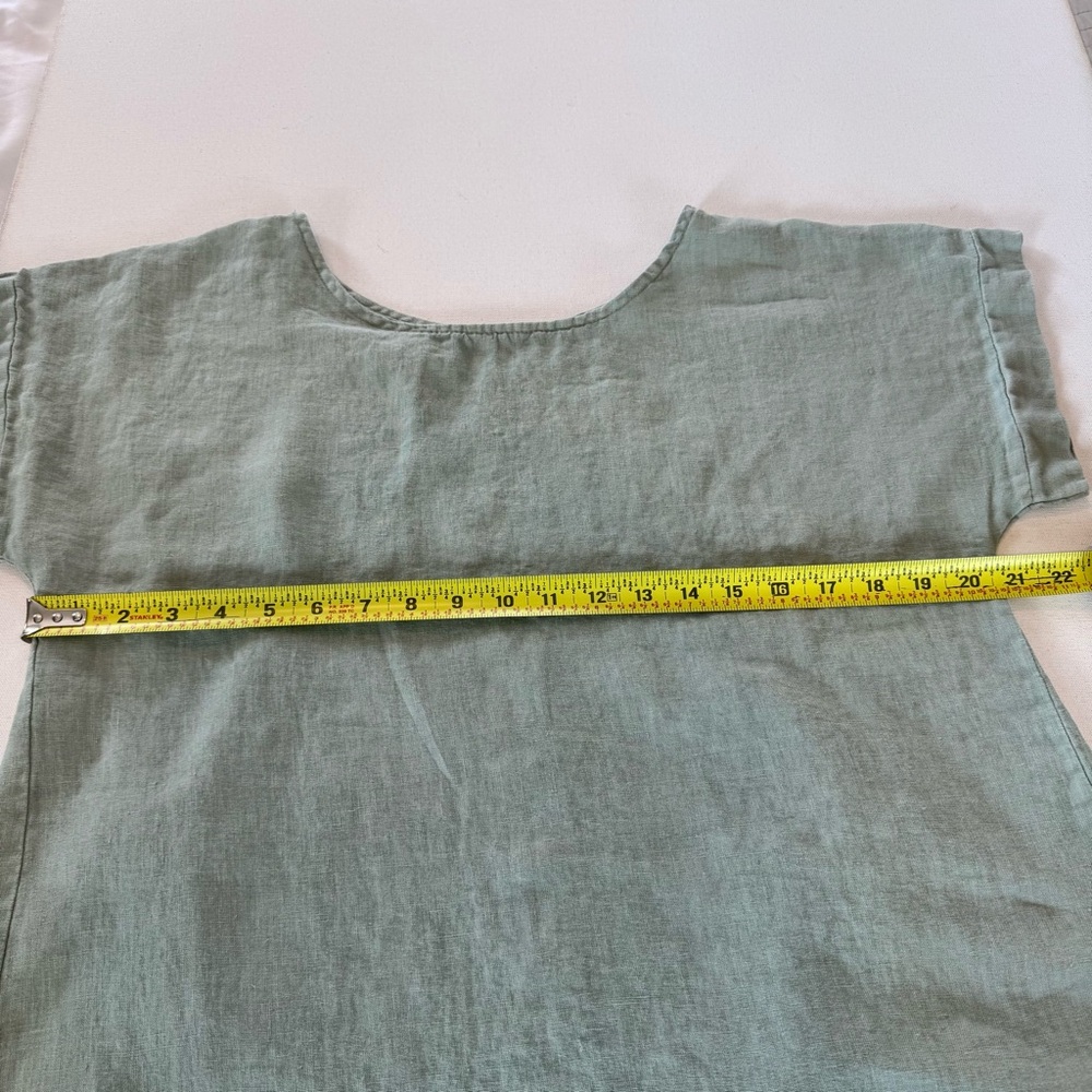 Terzo Millennio Italy 100% Linen Top Womens S Sage Green Short Sleeve Relax Boho - Picture 12 of 13